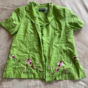 thrifted green garden fairy shirt